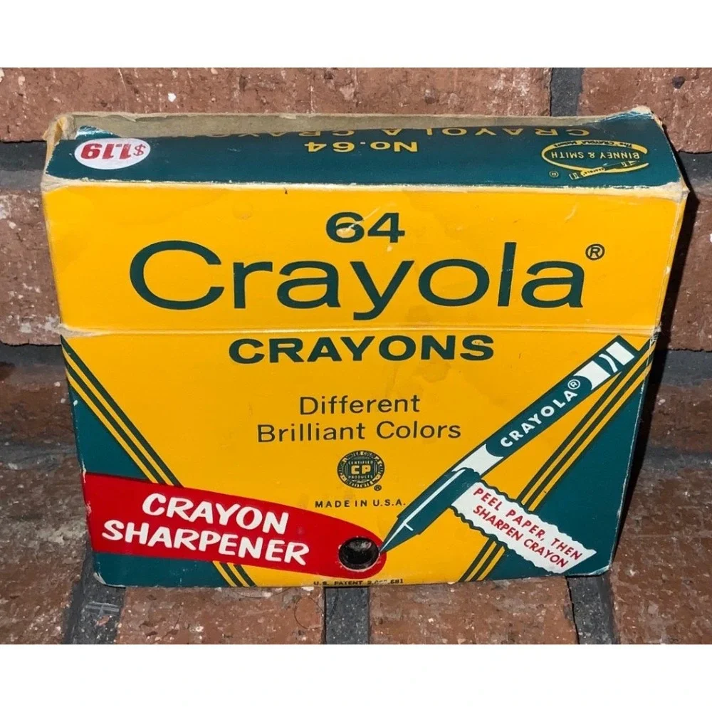 Vintage Crayola Crayons BINNEY & SMITH NO. 64 Box‎ BUILT IN SHARPENER